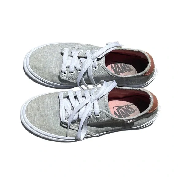 VANS Light Gray and White Casual Sneakers Size 6 - Picture 5 of 9